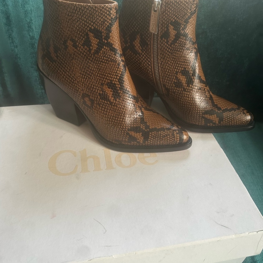 Chloe Brown Western Ankle Boots